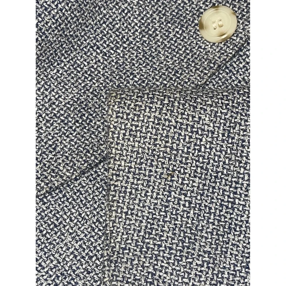 Tailorbyrd Mens 42S Blue Cotton Linen Blend Paisley Lined Sport Coat Blazer